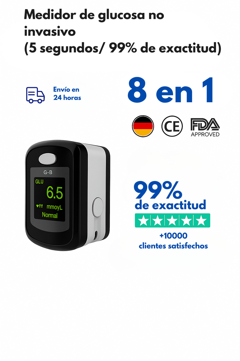 Bayer Monitor de Glucosa en Sangre No Invasivo 5 Segundos / 99% de Precisión + 30 cápsulas GlicemiaControl de Regalo